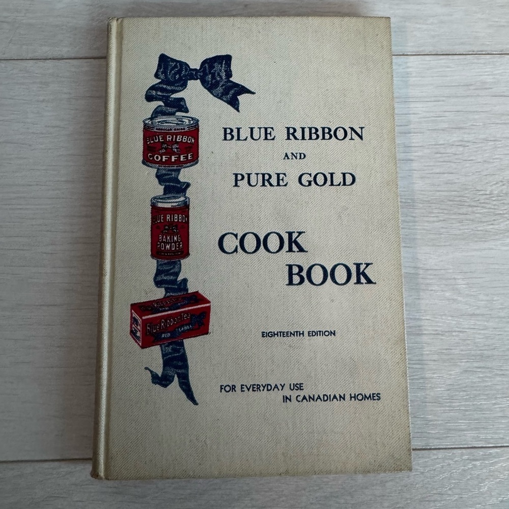 Vintage Antique Cookbook Blue Ribbon Gold Seal
